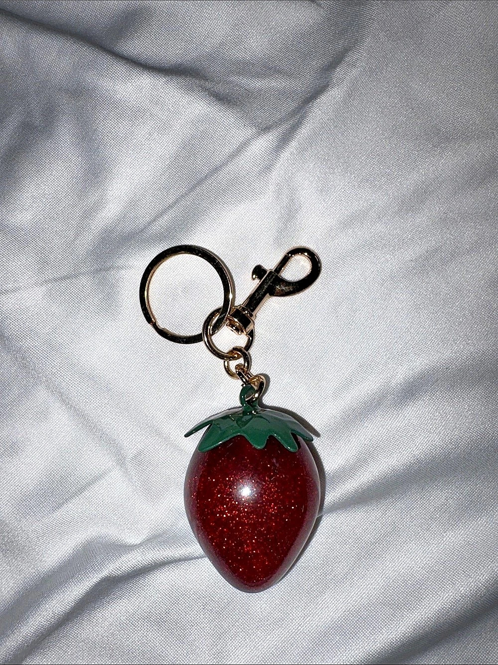 Glitter Strawberry Keychain in Red & Green